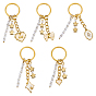 5 шт. брелок-подвеска в виде звезды-банта из эмалированного сплава и АБС-пластика с имитацией жемчуга, с железными кольцами, золотые