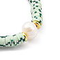Adjustable Natural Pearl & Polymer Clay Disc Braided Beaded Bracelet for Women