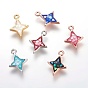 Brass Enamel Charms, with Freshwater Shell, Star