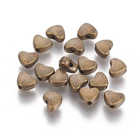 Abalorios de aleación, sin plomo y cadmio, corazón, 6x5x3 mm, agujero: 1 mm