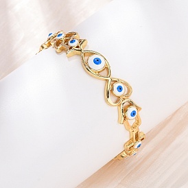 Латунь манжеты браслеты для женщин, разнообразные, эмалью сглаза, долговечный, стойки покрытие, без кадмия и без свинца