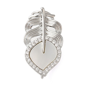 Латунные микропаве, прозрачный кубический цирконий и раскладывающаяся застежка из натуральной ракушки, без кадмия, без никеля и без свинца, лист