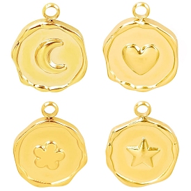 304 подвески из нержавеющей стали, плоский круглый с подвеской в виде звезды/сердца/луны/цветка