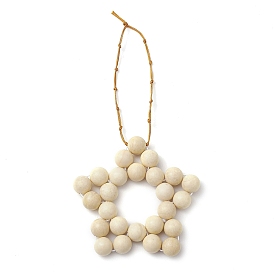 Star Natural Fossil Beads Pendant Decorations, Braided Nylon Thread Hanging Ornaments