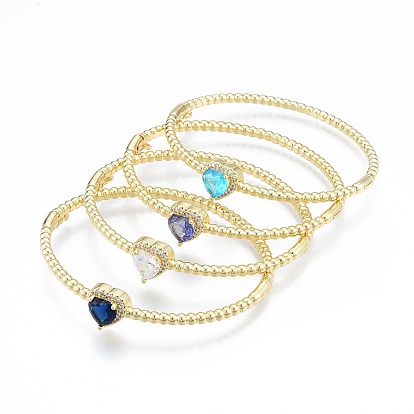 Браслет на петлях с кубическим цирконием в форме сердца, настоящие позолоченные украшения из латуни для женщин