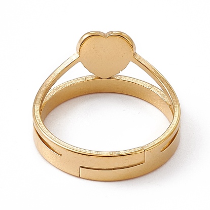 201 Stainless Steel Heart Adjustable Ring for Women