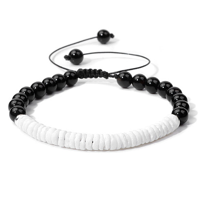 Natural Stone Beaded Bracelet with Round Black Stones for Women's Jewelry