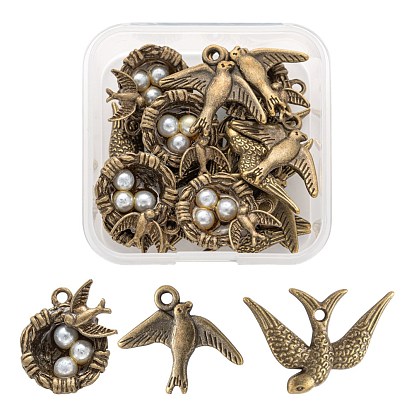 18 подвески из сплава в тематике птичьего гнезда.