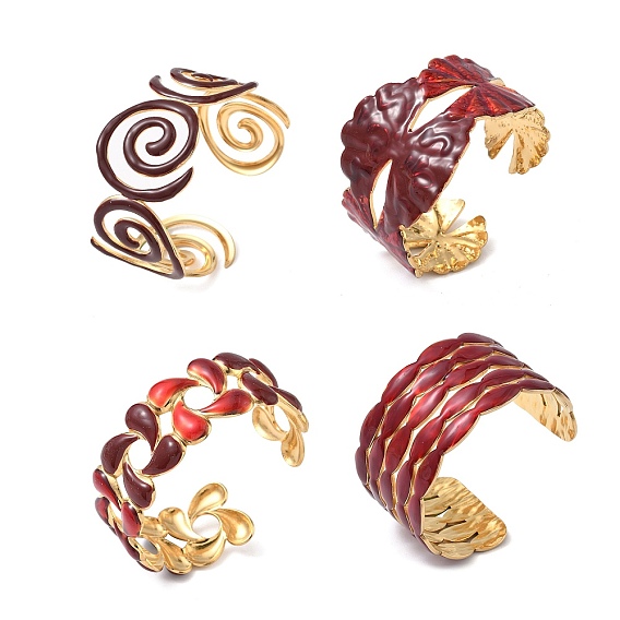 304 из нержавеющей стали манжеты браслеты, широкие браслеты для женщин, с эмалью