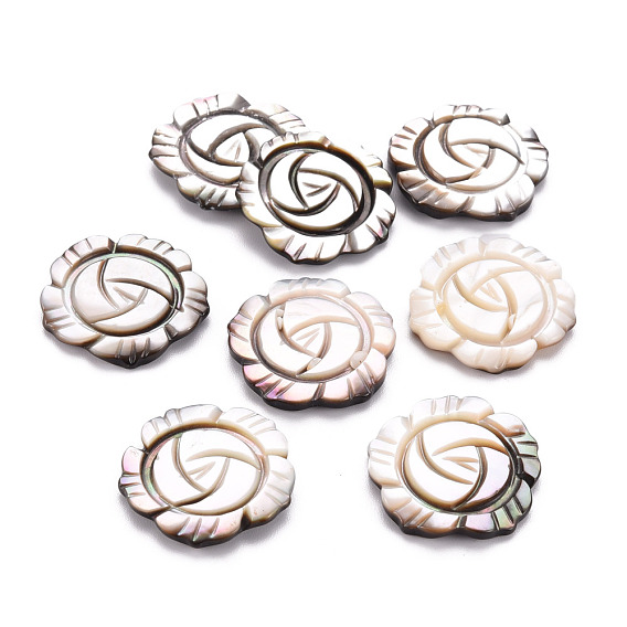 Lèvre naturel noir cabochons shell, fleur