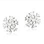 Real Platinum Plated Brass Snowflake Stud Earrings, 8x8mm
