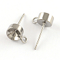 201 Stainless Steel Stud Earring Settings, with Loop and 304 Stainless Steel Pins