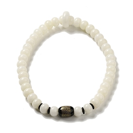 Natural Agate & White Jade Bodhi Root Round Beaded Stretch Bracelets