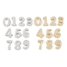 Латунные микро проложить кубического циркония подвески, числовые прелести, долгоиграющий, стойки покрытие, без свинца и без кадмия, платина/настоящее золото 18k