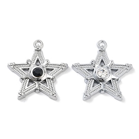 Alloy Rhinestone Pendants, Star Charm, Platinum