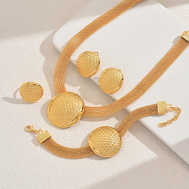 Комплекты из плоских круглых браслетов, серег, ожерелий и колец из сплава для женщин