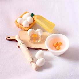 Dollhouse Miniature Kitchen Play Rolling Pin Egg Bowl Olive Oil Tool Model, Shooting Prop