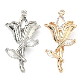 Латунный микропаве из циркония, цветок, подвеска навесная навесная, с петлей