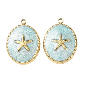 304 подвески из нержавеющей стали, с эмалью, овальные и морские звезды подвески, реальный 18 k позолоченный, ионное покрытие (ip)