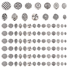 84Pcs 14 Styles Tibetan Styles Alloy Beads, Antique Silver