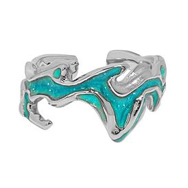 925 anillos abiertos de plata esterlina, anillos ajustables de esmalte de diseño irregular para mujer