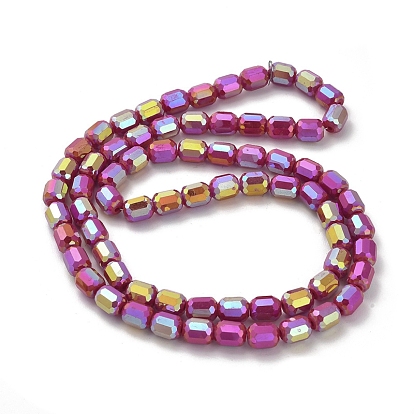 Perles en verre electroplate, couleur unie opaque, de couleur plaquée ab , facette, colonne