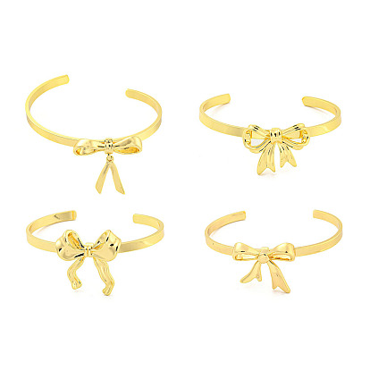 Латунные открытые браслеты на манжетах с бантом для женщин, без кадмия и без свинца, долговечный