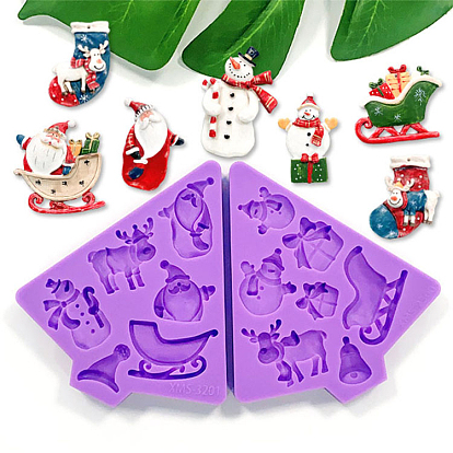 DIY Christmas Theme Food Grade Silicone Molds, Fondant Molds, Resin Casting Molds, for Chocolate, Candy, UV Resin & Epoxy Resin Jewelry Making