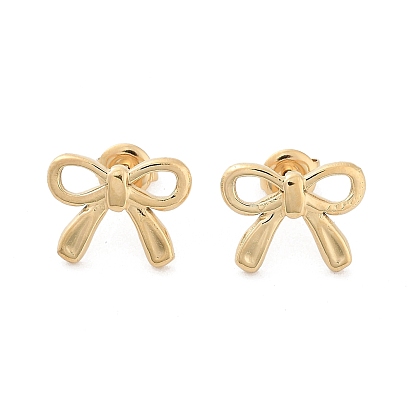 304 Stainless Steel Stud Earrings, Hollow Bowknot