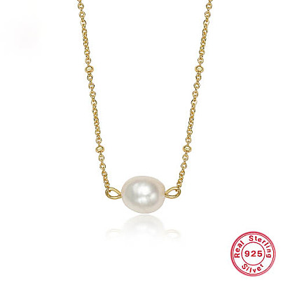 925 Sterling Silver Pearl Pendants Necklaces, Satellite Chains Necklaces