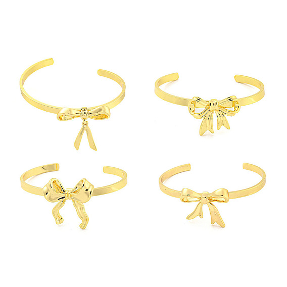 Латунные открытые браслеты на манжетах с бантом для женщин, без кадмия и без свинца, долговечный