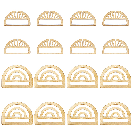 16 шт 2 стиль латунные подвески, полый, полукруглый шарм