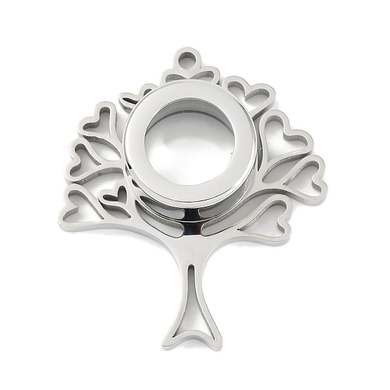 304 подвески-медальоны из нержавеющей стали, со стеклом, очарование дерева