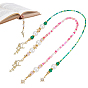 2Pcs 2 Styles Glass & Acrylic & Brass & CCB Plastic Beaded Bookmark, with Alloy Rhinestone Pendants, Moon & Star