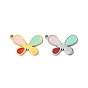 304 Stainless Steel Manual Polishing Pendants, with Enamel, Butterfly Charms