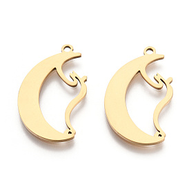 201 Stainless Steel Pendants, Moon Charm