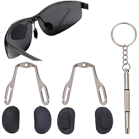 Комплекты для замены носоупоров для солнцезащитных очков, включают 304 носоупоры для очков из нержавеющей стали и силикона, железный мини-брелок-отвертка для очков