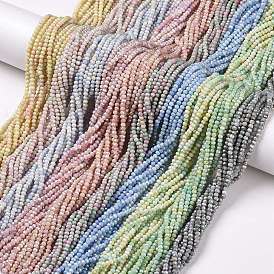 Hebras de perlas de vidrio electrochapadas facetadas, color de ab chapado, Rondana plana