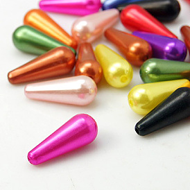 ABS Plastic Imitation Pearl, Drop, 18x7mm, Hole: 1mm