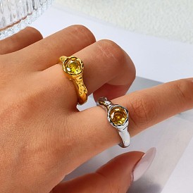 304 Кольца из нержавеющей стали с одинарным кубическим цирконием, цветок