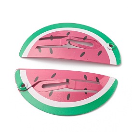 Baking Paint Iron Snap Hair Clips, for Children's Day, Watermelon