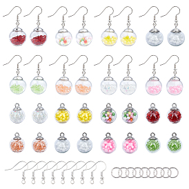 SUNNYCLUE DIY Dangle Earring Making, with Glass Ball Pendants and Brass Earring Hooks