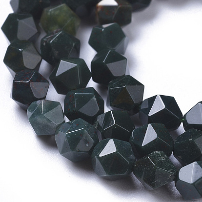 Natural Bloodstone Beads Strands, Heliotrope Stone Beads, Star Cut Round Beads, Faceted
