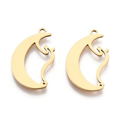 201 Stainless Steel Pendants, Moon Charm
