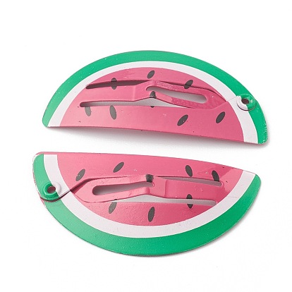 Baking Paint Iron Snap Hair Clips, for Children's Day, Watermelon