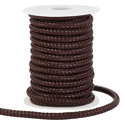 10m cordón de cuero de PU trenzado redondo, para accesorios de fabricación de collares y pulseras