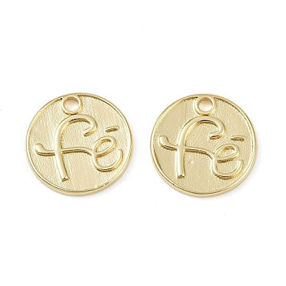 Латунные подвески, плоский круглый с буквой fe, без свинца и без кадмия, долговечный, стойки покрытие