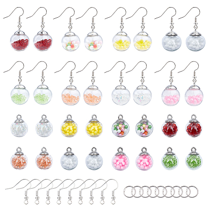 DIY Dangle Earring Making, with Glass Ball Pendants and Brass Earring Hooks