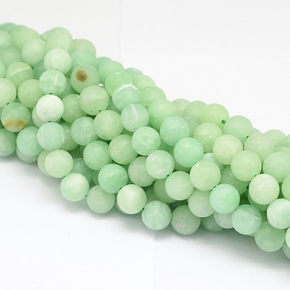 Synthetic Myanmar Jade(Glass) Bead Strands, Frosted