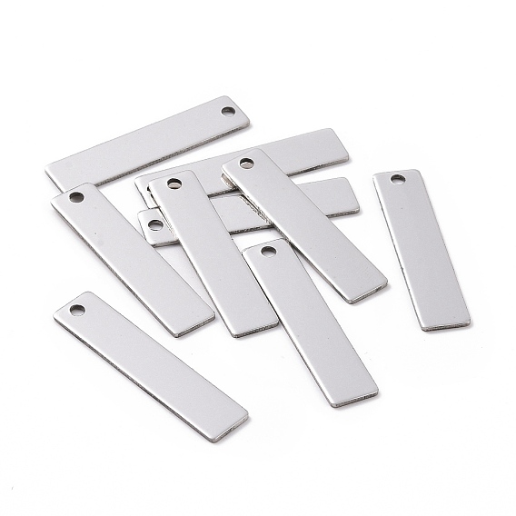 201 Stainless Steel Rectangle Stamping Blank Tag Pendants, One Side Polishing